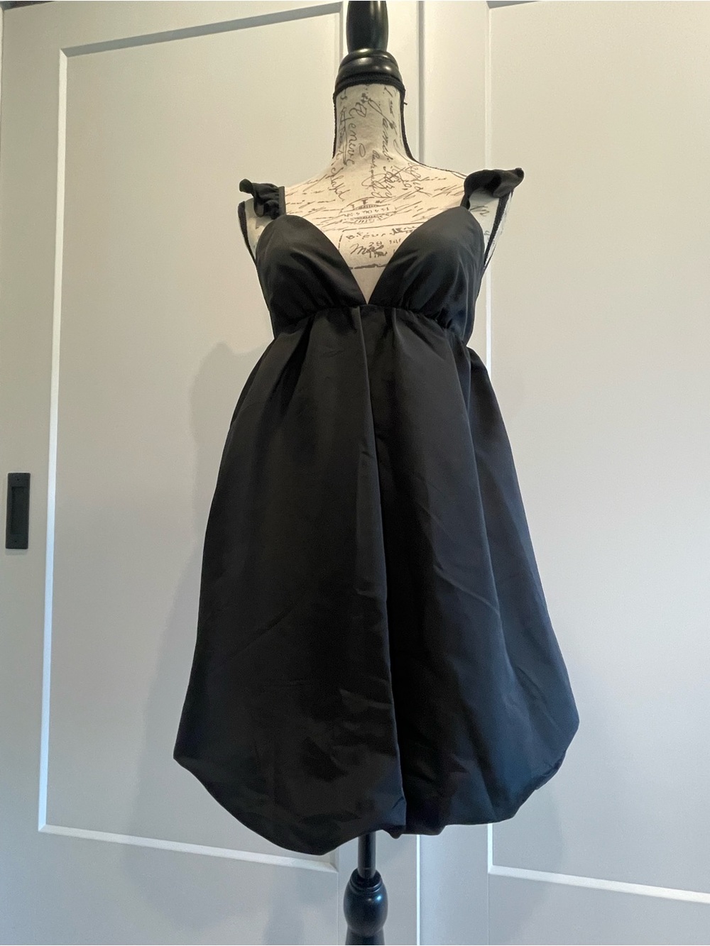 Women's Satin Flutter Cap Sleeve Mini Bubble Dress - Wild Fable™ Black XS